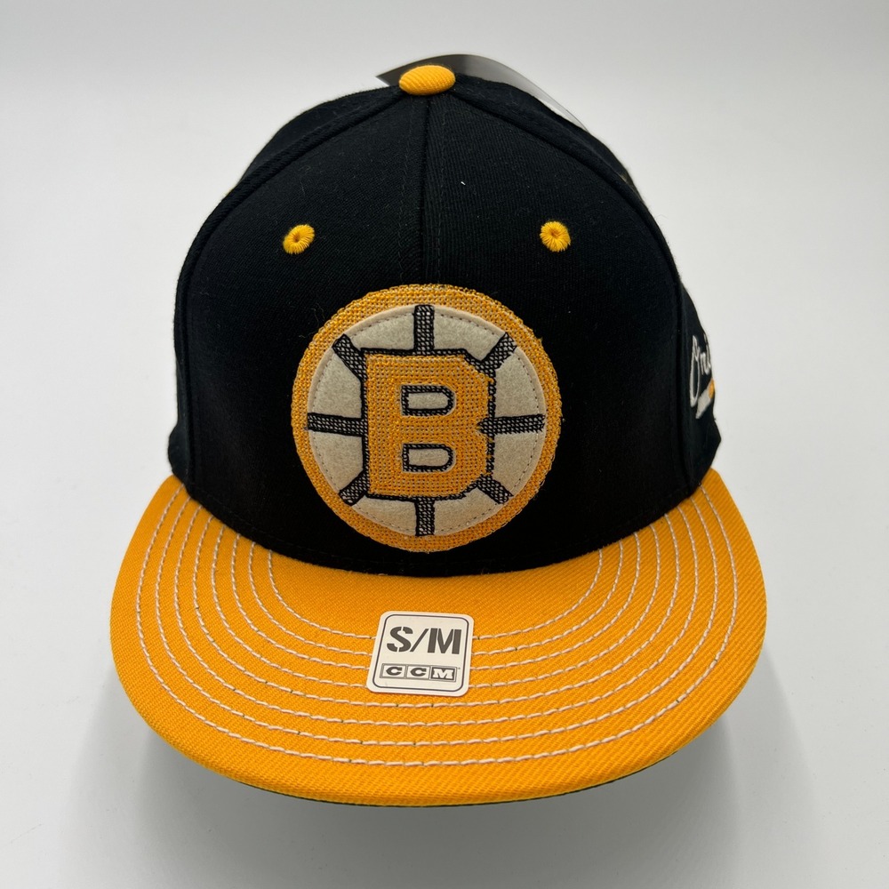 CCM Adidas Boston Bruins Original Six Fitted Hat Black Yellow SM New